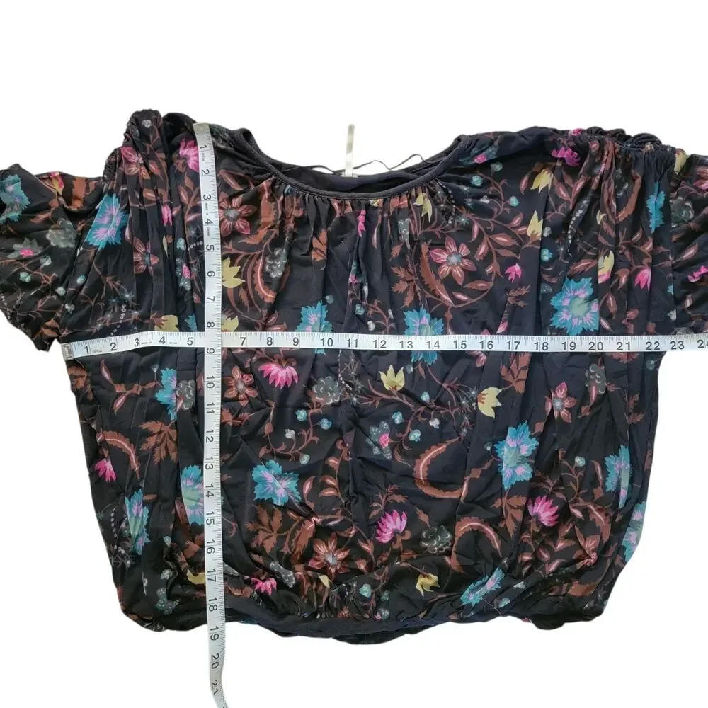 Free People Wildflower Honey Top In Black Long Sleeve Size Small